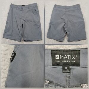 Matix L.A. Calif USA Mens Hybrid Shorts 30 Grey Stretch Cargo Pocket‎ Casual